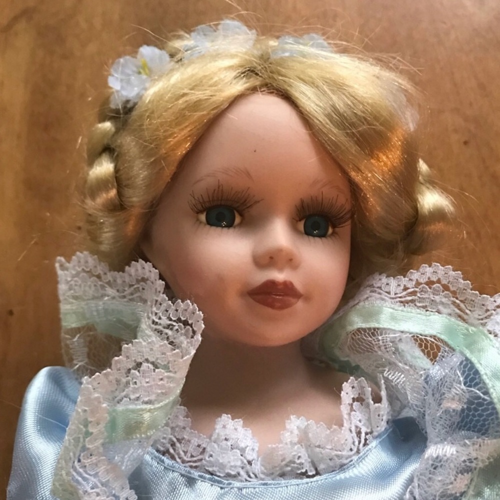 Authentic Porcelain Doll w/stand - Picture 3 of 5